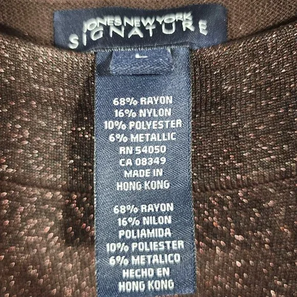 Jones New York Signature Brown Pull Over Sweater with Copper Accents. Size L. - Picture 6 of 7